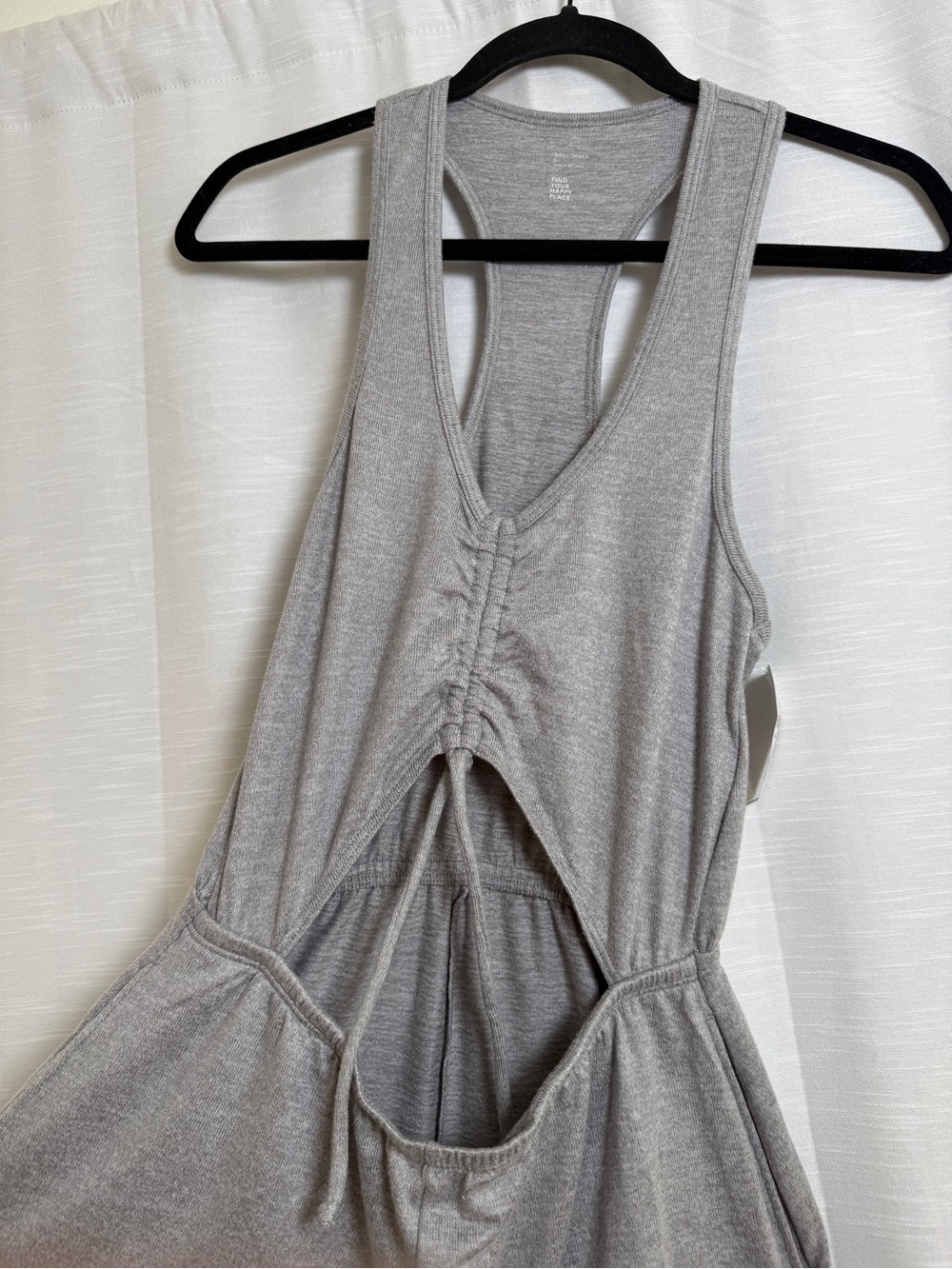 Gilly Hicks Gray Plunge Racerback Romper Ruched Drawstring | NWT Size S - Picture 9 of 16